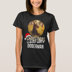 Camiseta Navidades Doberman Es Mejor Con Doberman