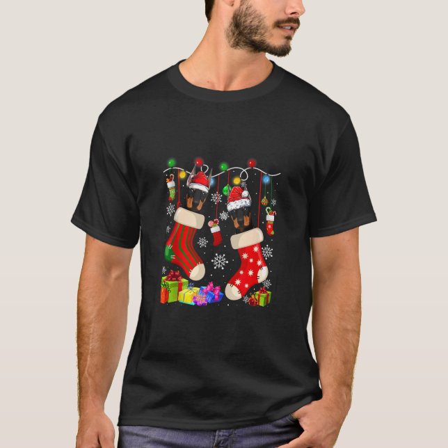 Camiseta Navidades Doberman graciosos se burlan del tanque  (Anverso)