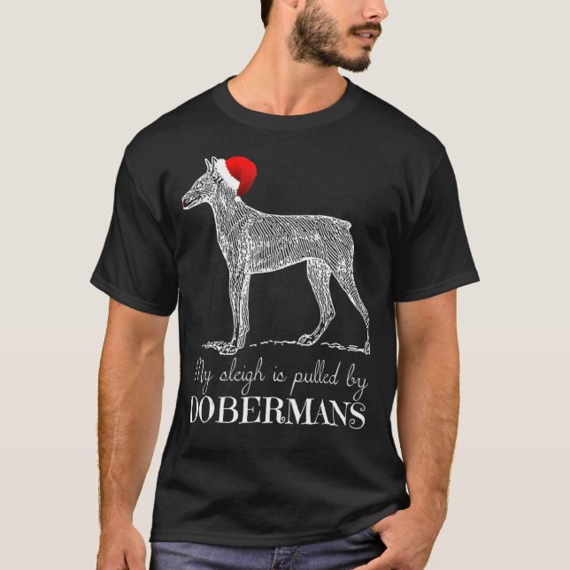 Camiseta Navidades Doberman Mi Sleigh Es Sacado Por Doberma (Anverso)