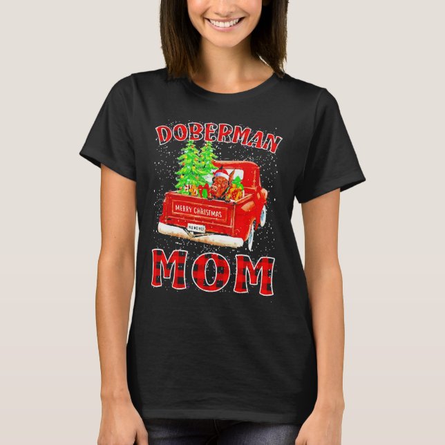 Camiseta Navidades Doberman Mom Gorra Santa Truck (Anverso)