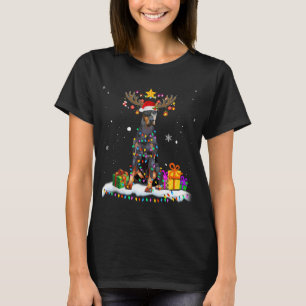 Camiseta Navidades Doberman Pinscher Navidades de renos Lig