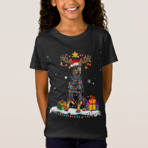 Camiseta Navidades Doberman Pinscher Navidades de renos Lig