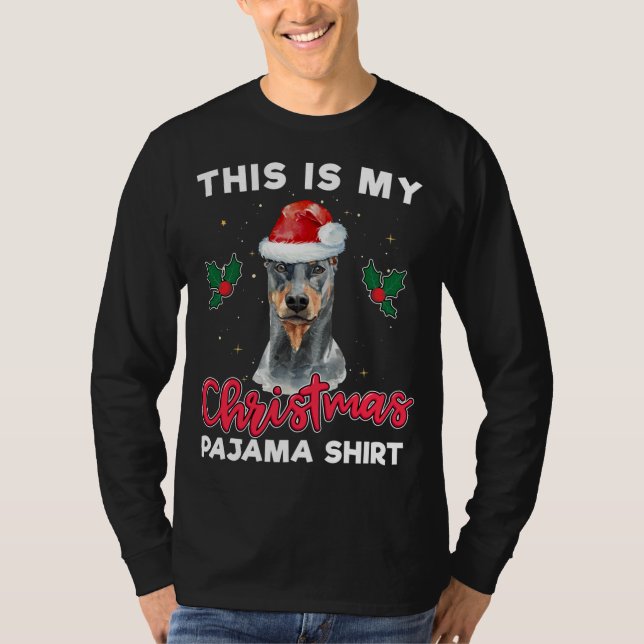 Camiseta Navidades Doberman Pinscher Pajama Santa Dog Lover (Anverso)
