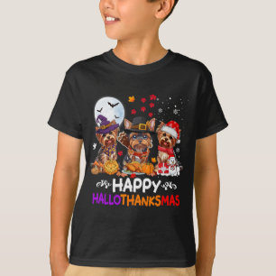 Camiseta Navidades Dog de Yorkshire Felices Hallothankmas g