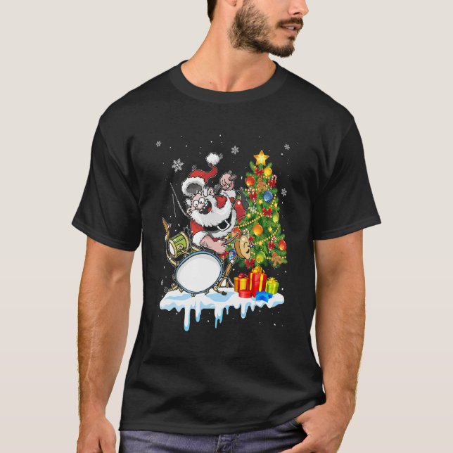 Camiseta Navidades Drum Y Santa Drummer Tree Xmas (Anverso)