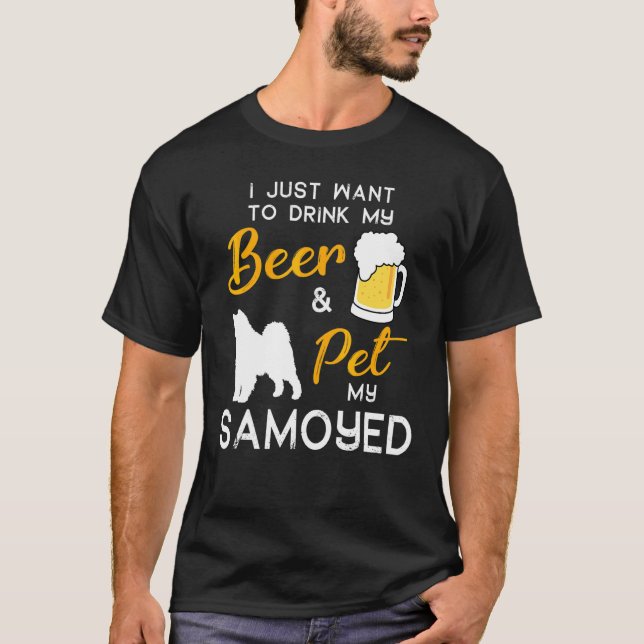 Camiseta Navidades dueños de cerveza de perro de Samoyed Cu (Anverso)