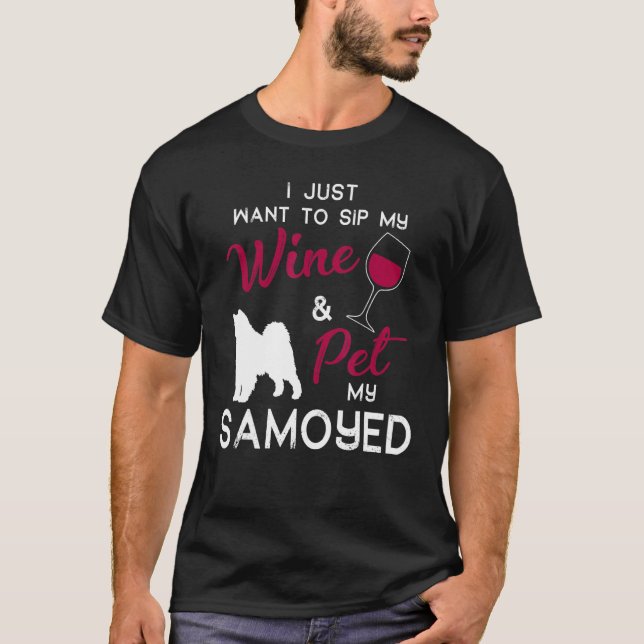 Camiseta Navidades dueños de vino de perro de Samoyed Cumpl (Anverso)