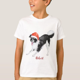 Camiseta Navidades dulces Monograma de perro Santa hat