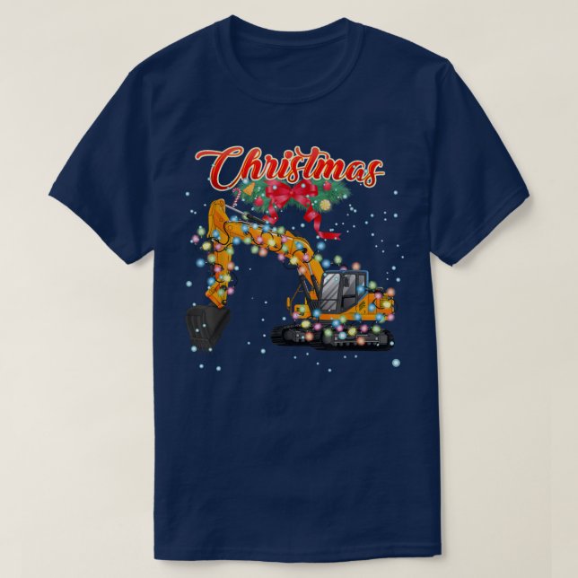 Camiseta Navidades Ecavator, Ecavador con Luces de Navidad (Diseño del anverso)
