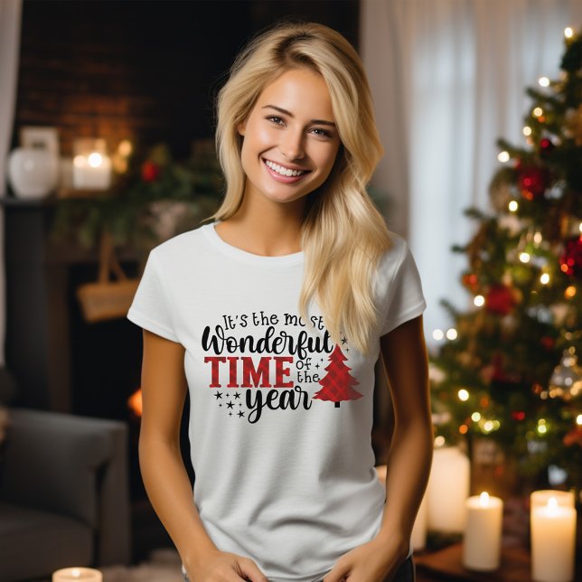 Camiseta Navidades educados rojos los tiempos más maravillo (Cute Christmas Red Most Wonderful Time Women's T-Shirt)