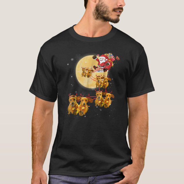 Camiseta Navidades: El reno de Dachshund, el perro camina g (Anverso)