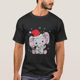 Camiseta Navidades elefantes de Cute iluminan a Santa Claus