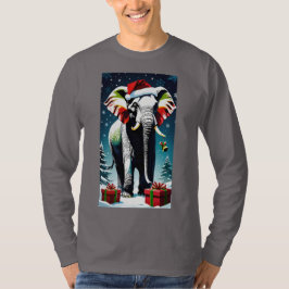 Camiseta Navidades elefantes divertidos en Santa Hat