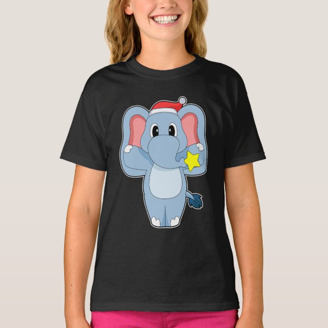 Camiseta Navidades elefantes Santa hat (Anverso)