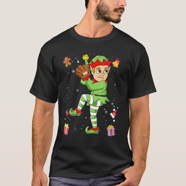 Camiseta Navidades Elf Béisbol Pitcher Niños Adolescentes X (Anverso)
