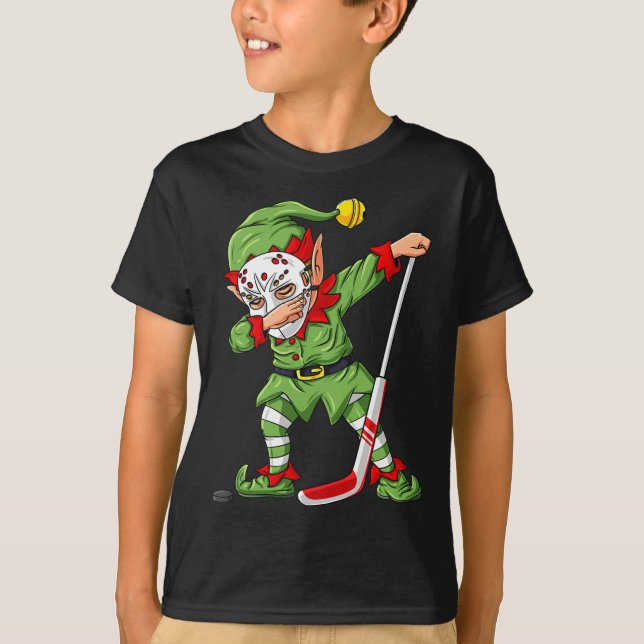 Camiseta Navidades Elf Dabbing Jugador de Hockey sobre Hiel (Anverso)