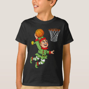 Camiseta Navidades Elf Dunking Un Básquetbol Divertido Niño