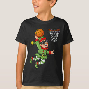 Camiseta Navidades Elf Dunking Un Básquetbol Divertido Niño