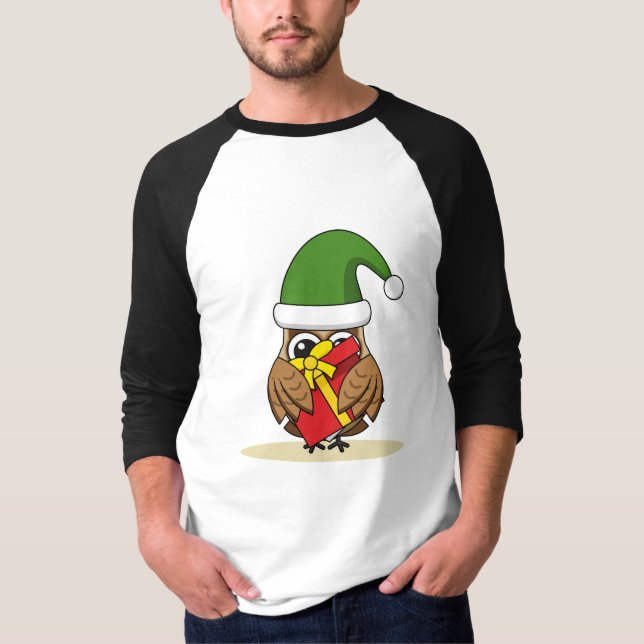 Camiseta Navidades Elf Owl con presente (Anverso)
