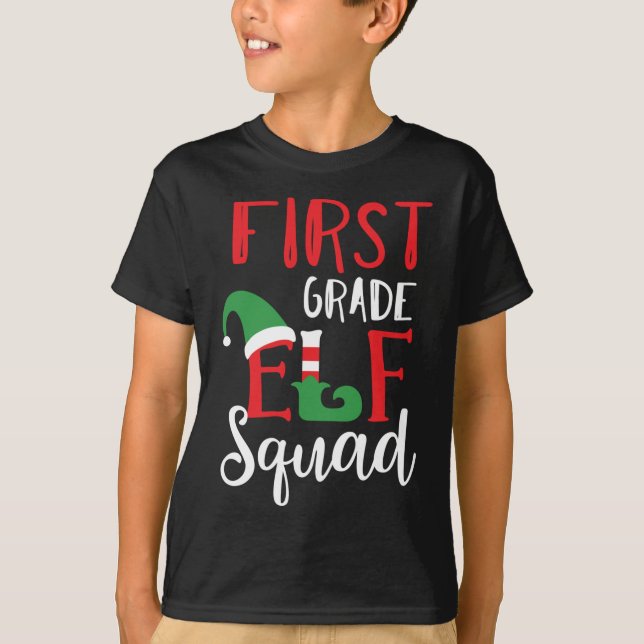 Camiseta Navidades Elf Squad primer grado profesor superior (Anverso)