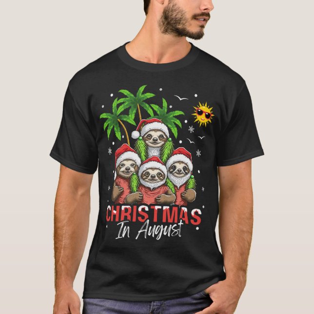 Camiseta Navidades en agosto Beber Flamingo arcoiris y (Anverso)