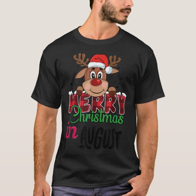 Camiseta Navidades en agosto: Flamingo rosa en Santa Hat Su (Anverso)