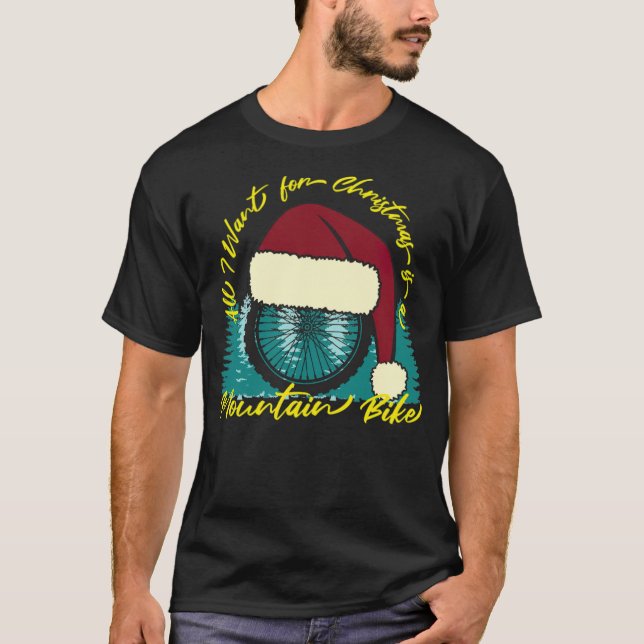 Camiseta Navidades en bicicleta de montaña desean ciclismo  (Anverso)