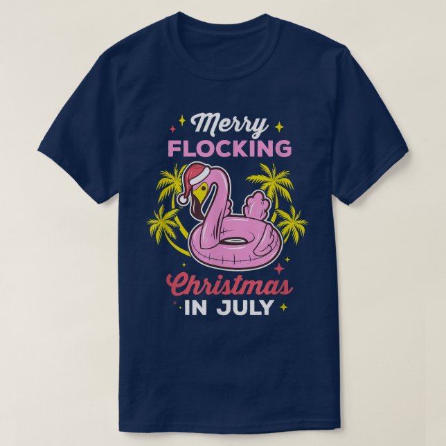 Camiseta Navidades En Bloqueo De Cerezos En Julio Flamingo  (Diseño del anverso)