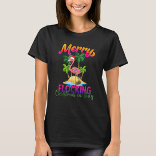 Camiseta Navidades En Bloqueo De Cerezos En Julio Flamingo