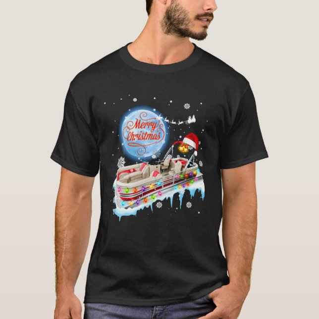 Camiseta Navidades en bote Pontoon Bote - Feliz Navidad (Anverso)