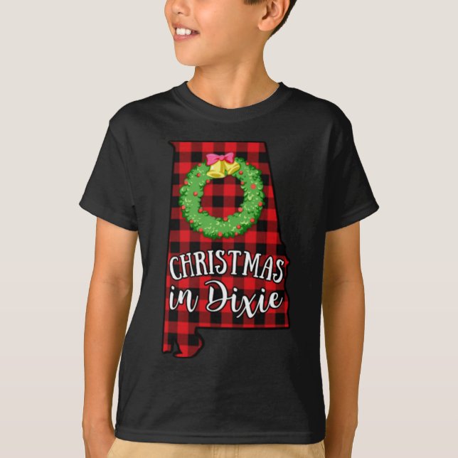 Camiseta Navidades en Dixie Alabama Red de búfalo en el sur (Anverso)
