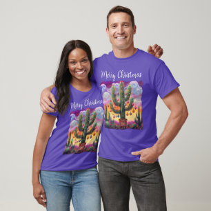 Camiseta Navidades en el desierto Saguaro Cactus al suroest