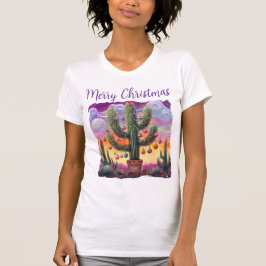 Camiseta Navidades en el desierto Saguaro Cactus al suroest