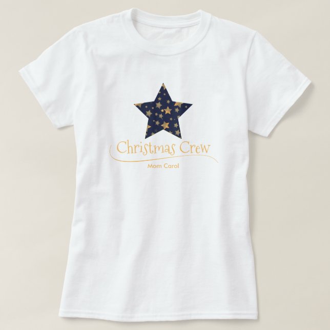 Camiseta Navidades en juego de la estrella del oro azul bla (Diseño del anverso)