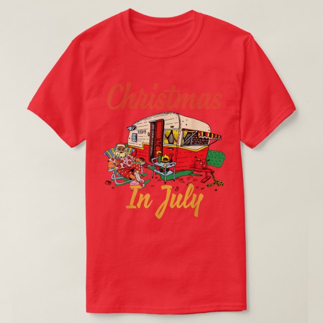 Camiseta Navidades En Julio Camping Camper  (Diseño del anverso)