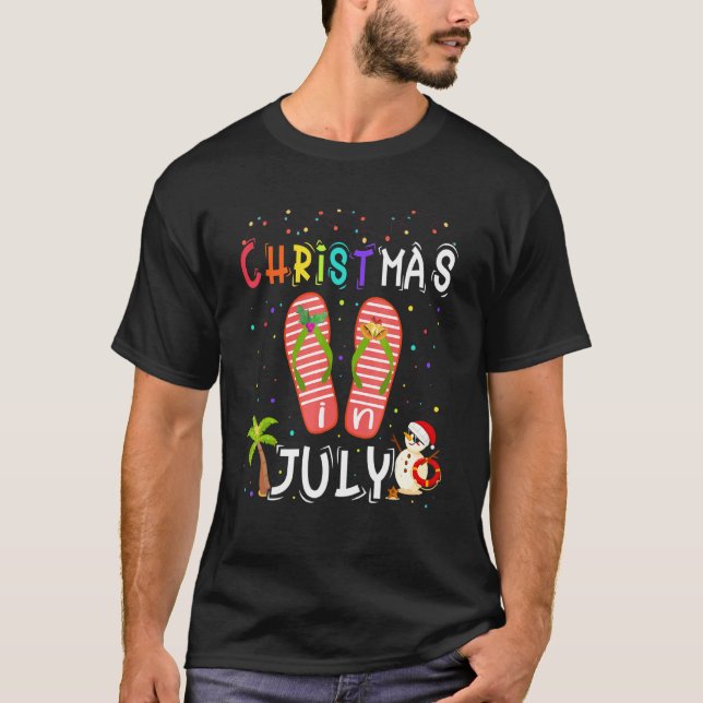 Camiseta Navidades En Julio Celebración De Verano De Santa  (Anverso)