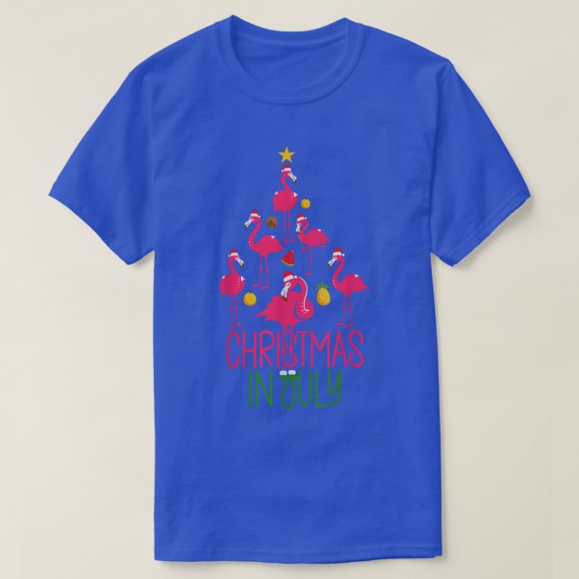 Camiseta Navidades En Julio Cute Flamingo  (Diseño del anverso)