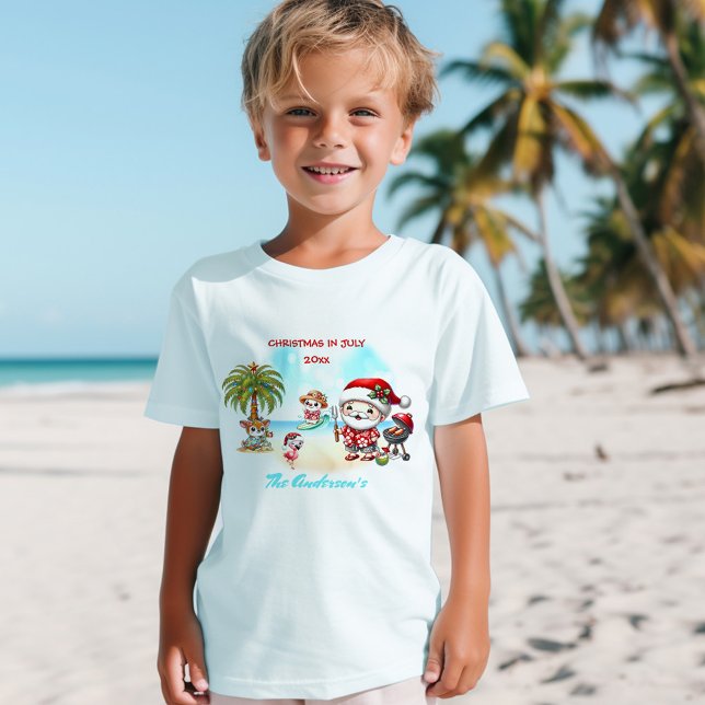 Camiseta Navidades En Julio Cute Santa Summer Name Kids (Christmas In July Cute Santa Summer Name Kids T-Shirt)