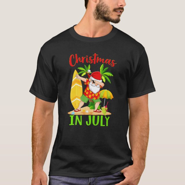 Camiseta Navidades En Julio Dabbing Santa Summer Hawaiian S (Anverso)