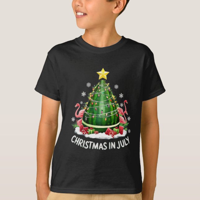 Camiseta Navidades En Julio De Árbol De sandía Gracioso Fla (Anverso)
