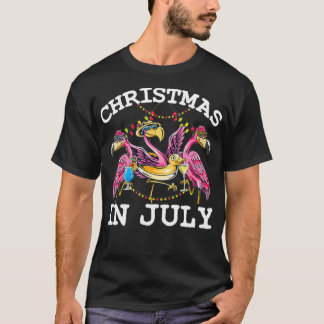 Camiseta Navidades En Julio De Famosos Flamingos Rosados Be