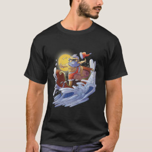 Camiseta Navidades En Julio De Santa Claus Surfing Hawaiian