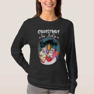 Camiseta Navidades En Julio De Santa Hawái Gafas De Sol Uni
