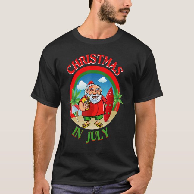 Camiseta Navidades En Julio De Santa Surfing Hawaii Beach M (Anverso)