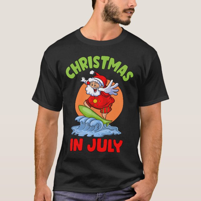 Camiseta Navidades En Julio De Santa Surfing Niños Pequeños (Anverso)