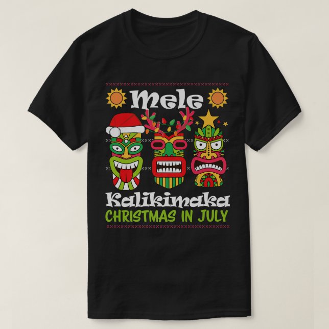 Camiseta Navidades En Julio De Santa Tiki De Hawái Mele Kal (Diseño del anverso)