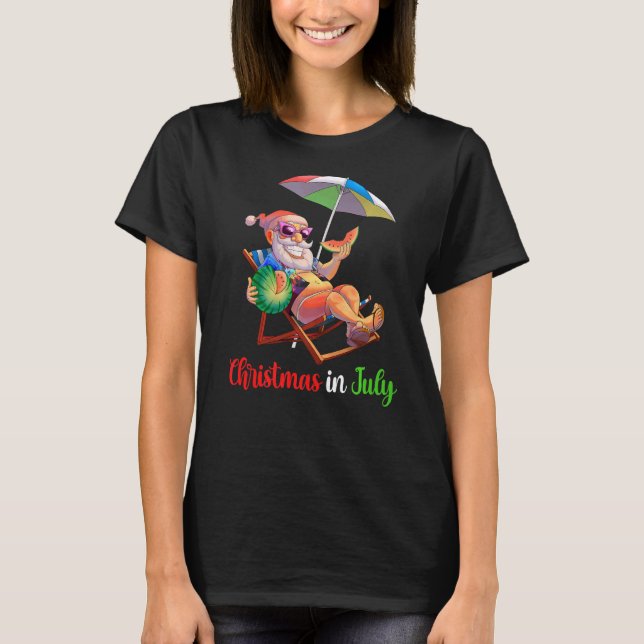 Camiseta Navidades En Julio De Santa Watermelón Tropical Ha (Anverso)