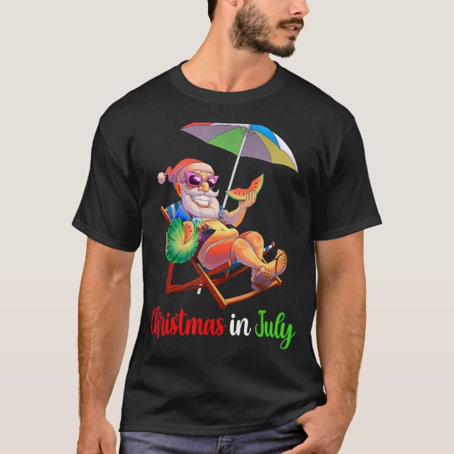 Camiseta Navidades En Julio De Santa Watermelón Tropical Ha (Anverso)