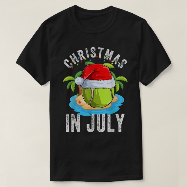 Camiseta Navidades en julio de Tennis Santa Hat Fiesta en V (Diseño del anverso)