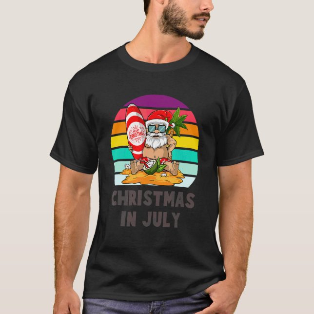 Camiseta Navidades En Julio De Vacaciones En Playa Santa Su (Anverso)